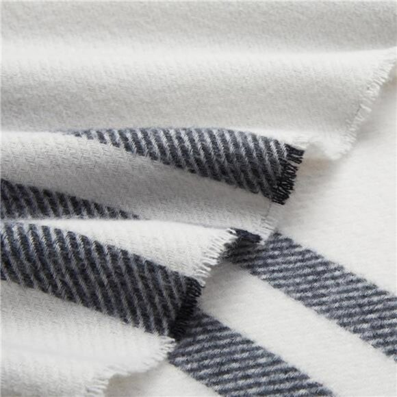 Light Grey Blue Stripe Throw Blanket 50x60 Soft Lightweight Recycled Cozy - Picture 6 of 8